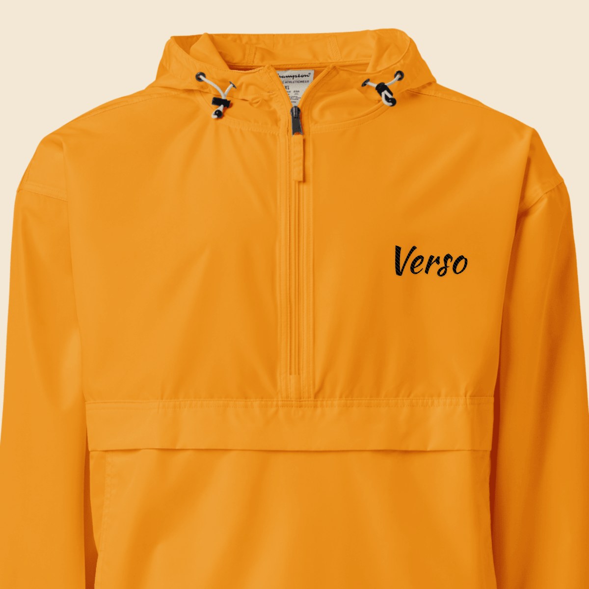 Anorak Packable personnalisable, coloris Or, Verso Paris · exemple Or · logo Verso