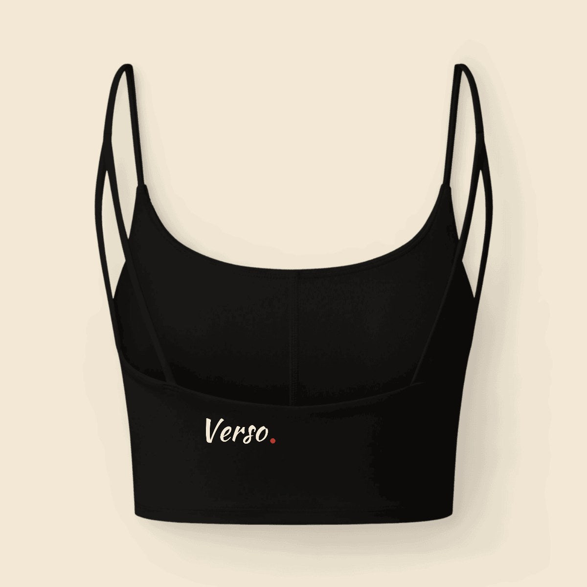 Brassière Luxe TriDri personnalisable, coloris Noir, Verso Paris · exemple Noir · logo Verso