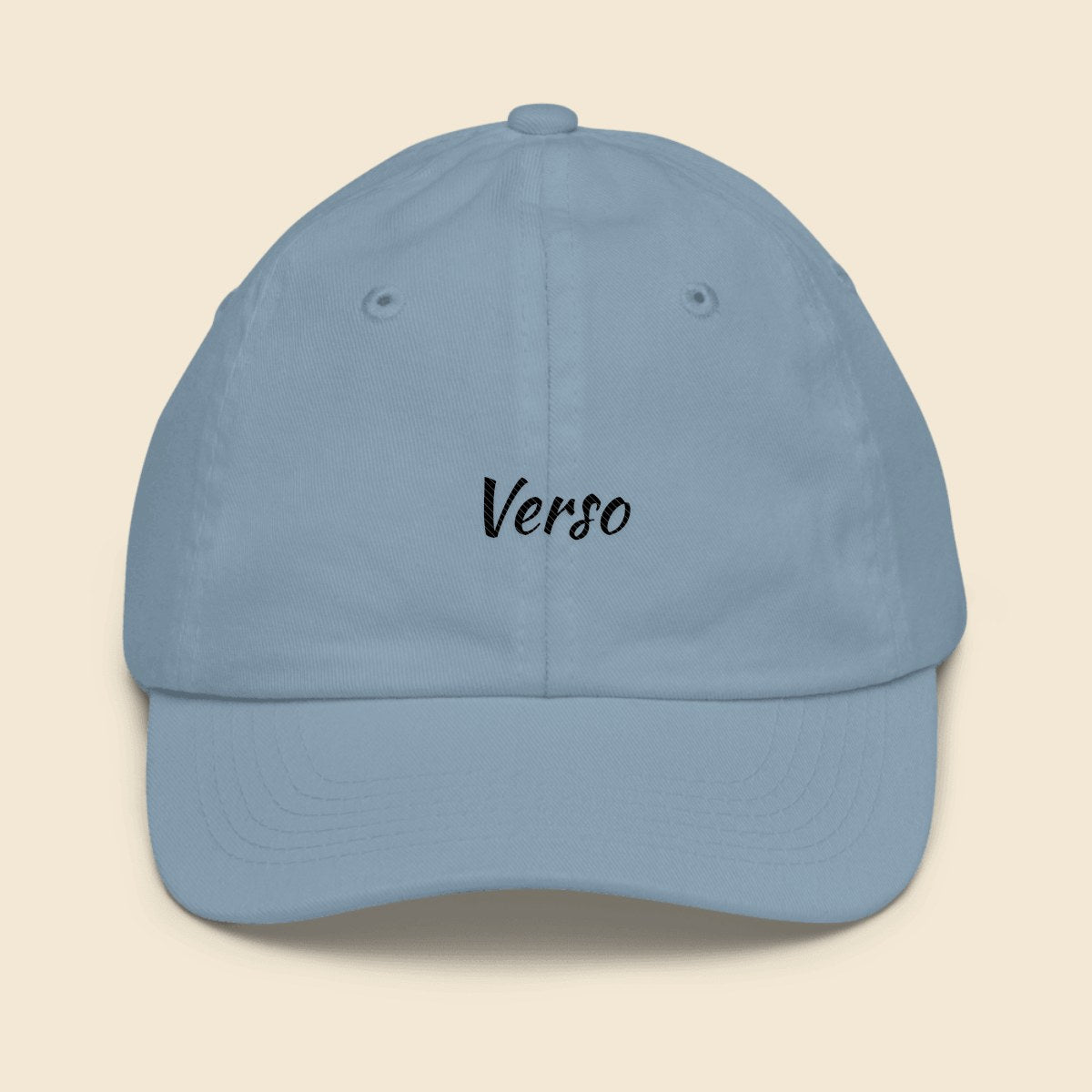 casquette-enfant-studio · exemple Bleu layette · logo Verso