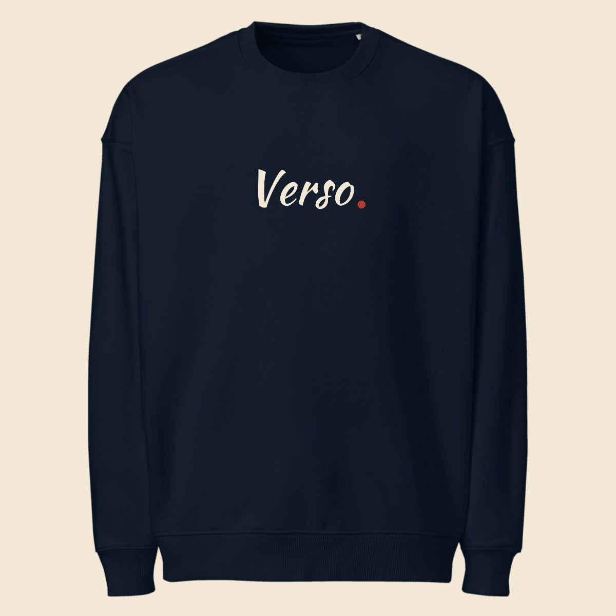 Sweatshirt Oversized personnalisable, coloris Marine, Verso Paris · exemple Marine · logo Verso