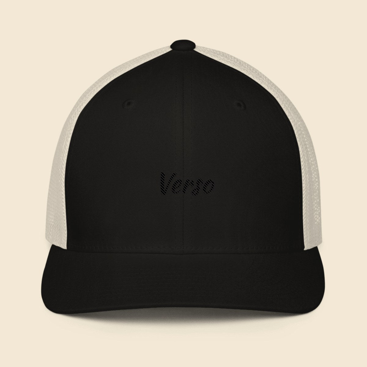 Casquette Camionneur Flexfit 6511 personnalisable, coloris Blanc, Verso Paris · exemple Blanc · logo Verso