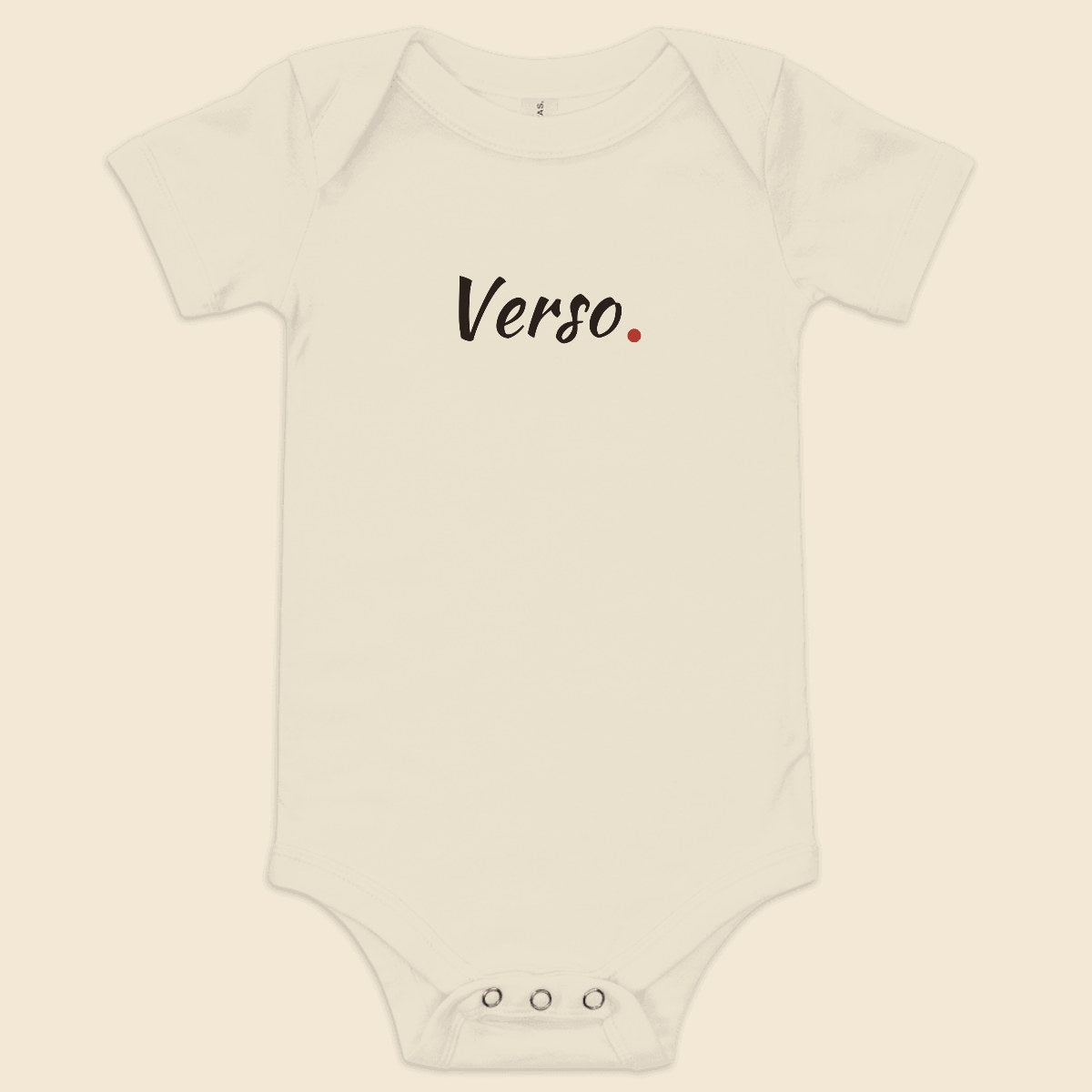 Body Bébé Manches Courtes personnalisable, coloris Blanc, Verso Paris · exemple Blanc · logo Verso