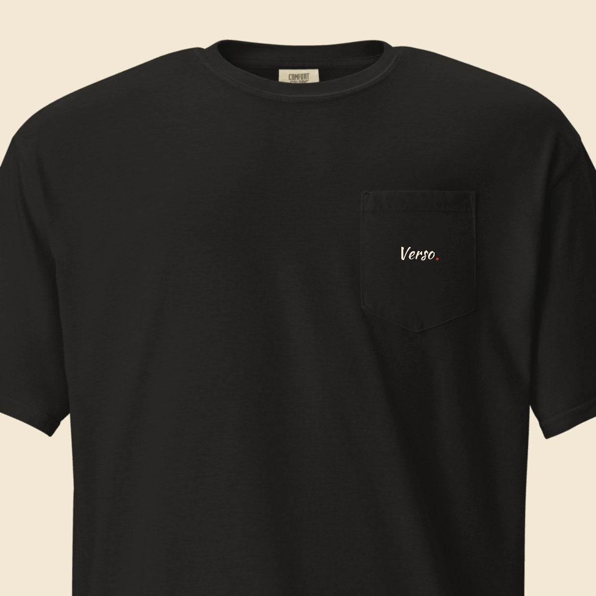 Tee Jersey Poche personnalisable, coloris Noir, Verso Paris · exemple Noir · logo Verso