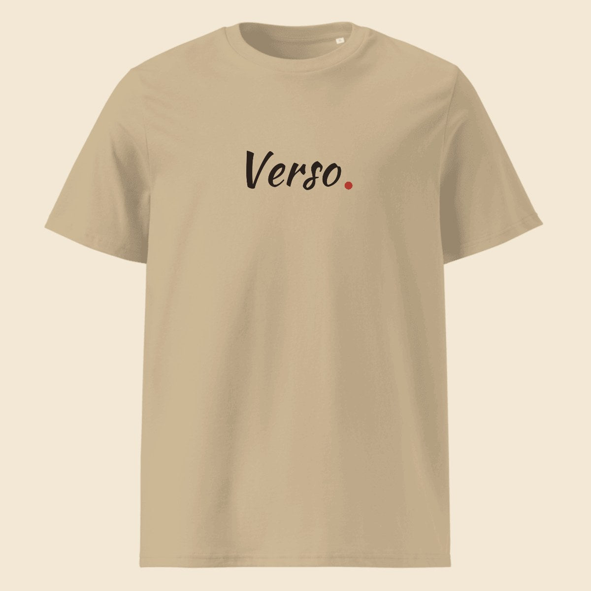 Tee Jersey Col Rond Stanley/Stella SATU001 personnalisable, coloris Sable, Verso Paris · exemple Sable · logo Verso